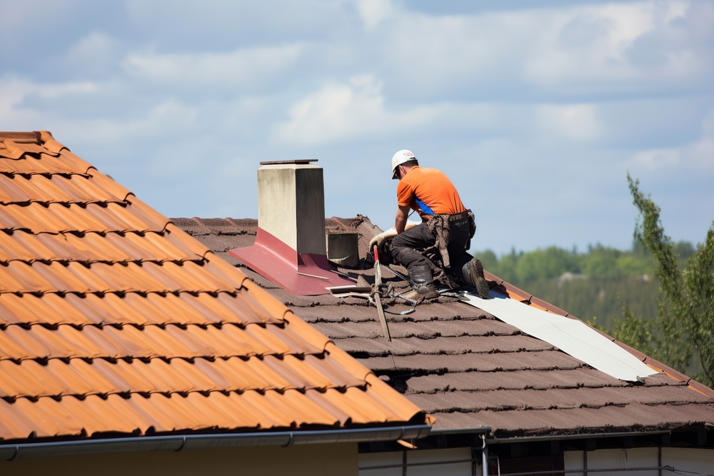 Illustration House Roof Repair Ai Generative